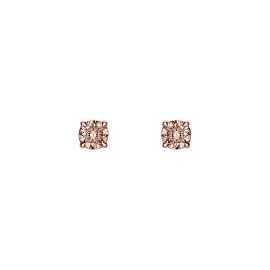 Kolczyki z brązowymi brylantami, różowe złoto 750