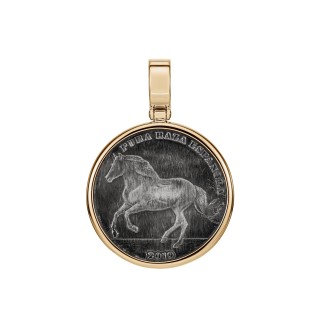 Zawieszka moneta ze srebra w złotej oprawie  - Koń Andaluzyjski