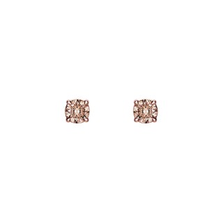 Kolczyki z brązowymi brylantami, różowe złoto 750