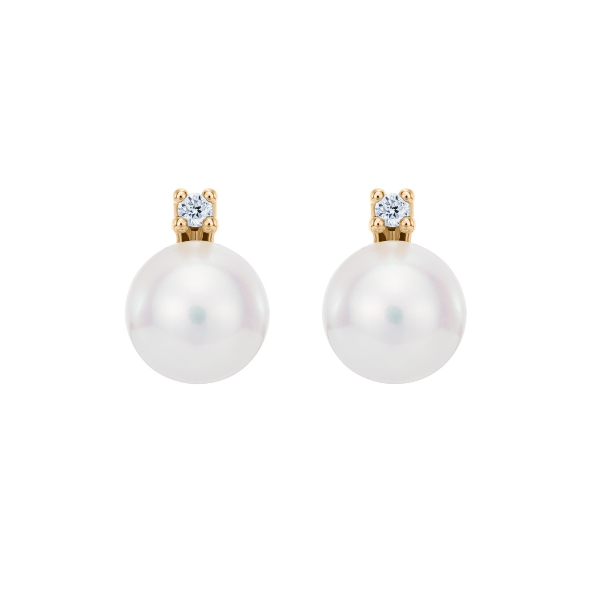 Yellow Gold Earring With Pearls And Diamonds