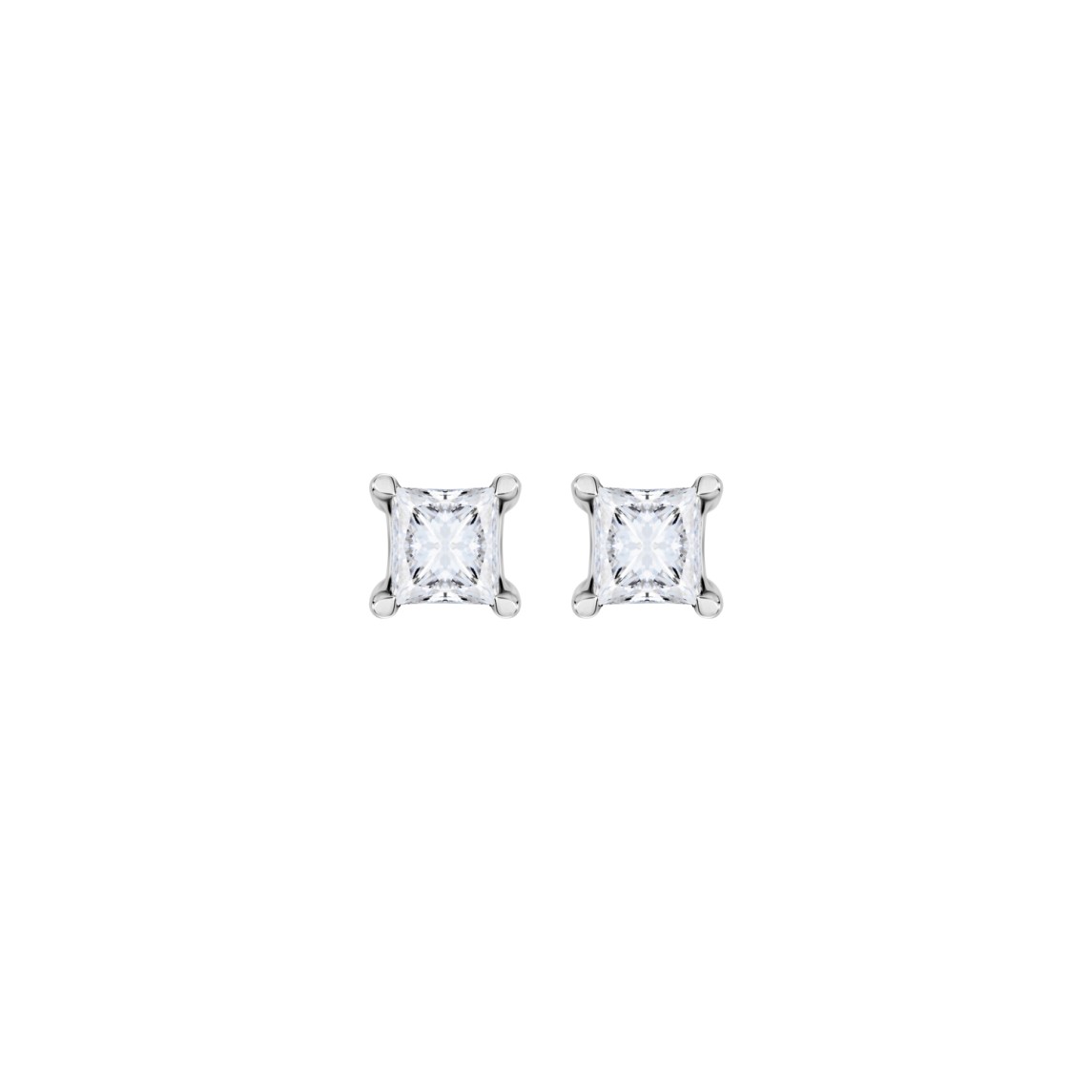 White Gold Earrings With Princess-Cut Diamonds