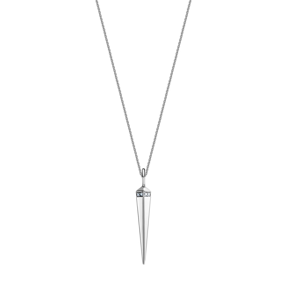 White Gold Spike Necklace With Diamonds