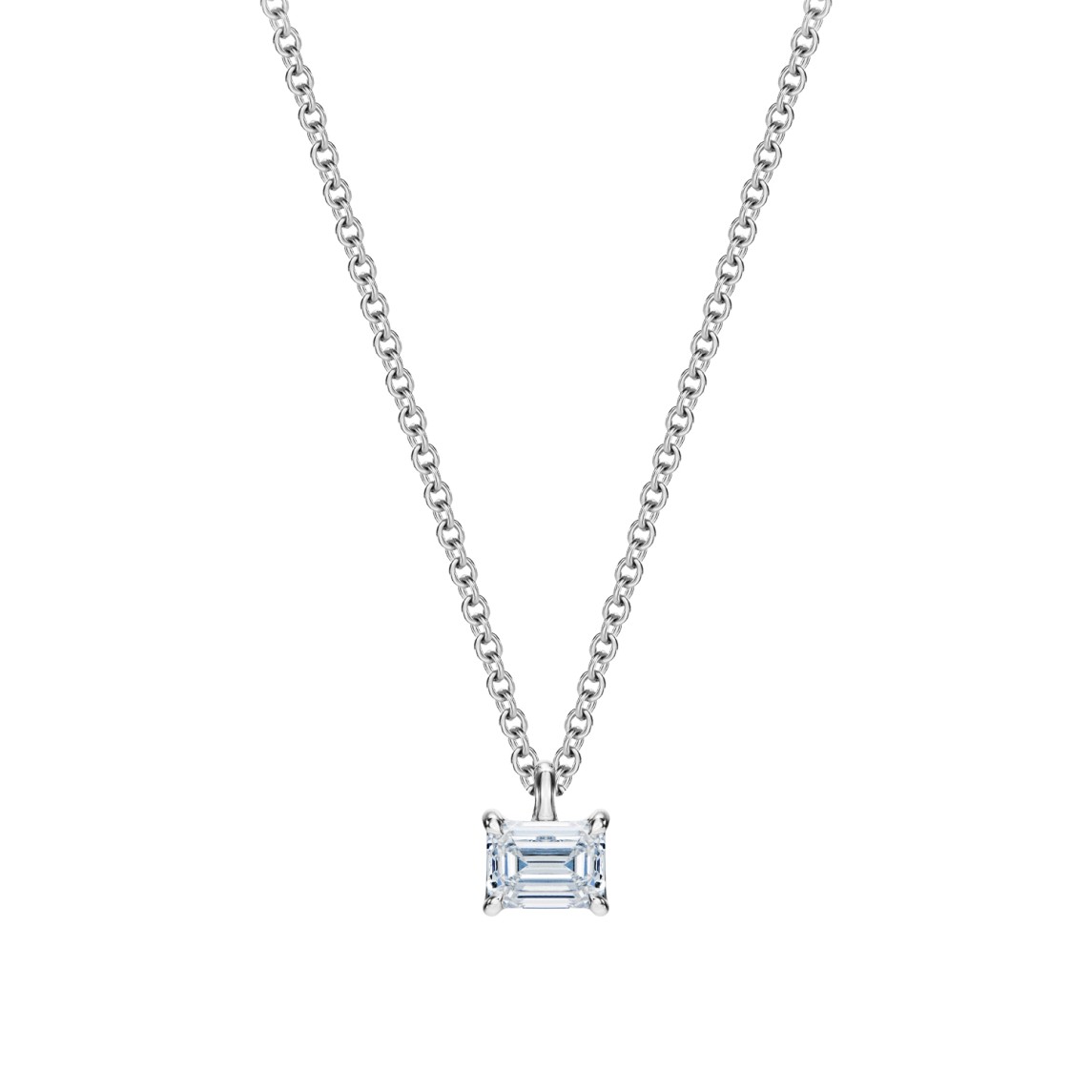 White Gold Necklace With Emerald-Cut Diamond