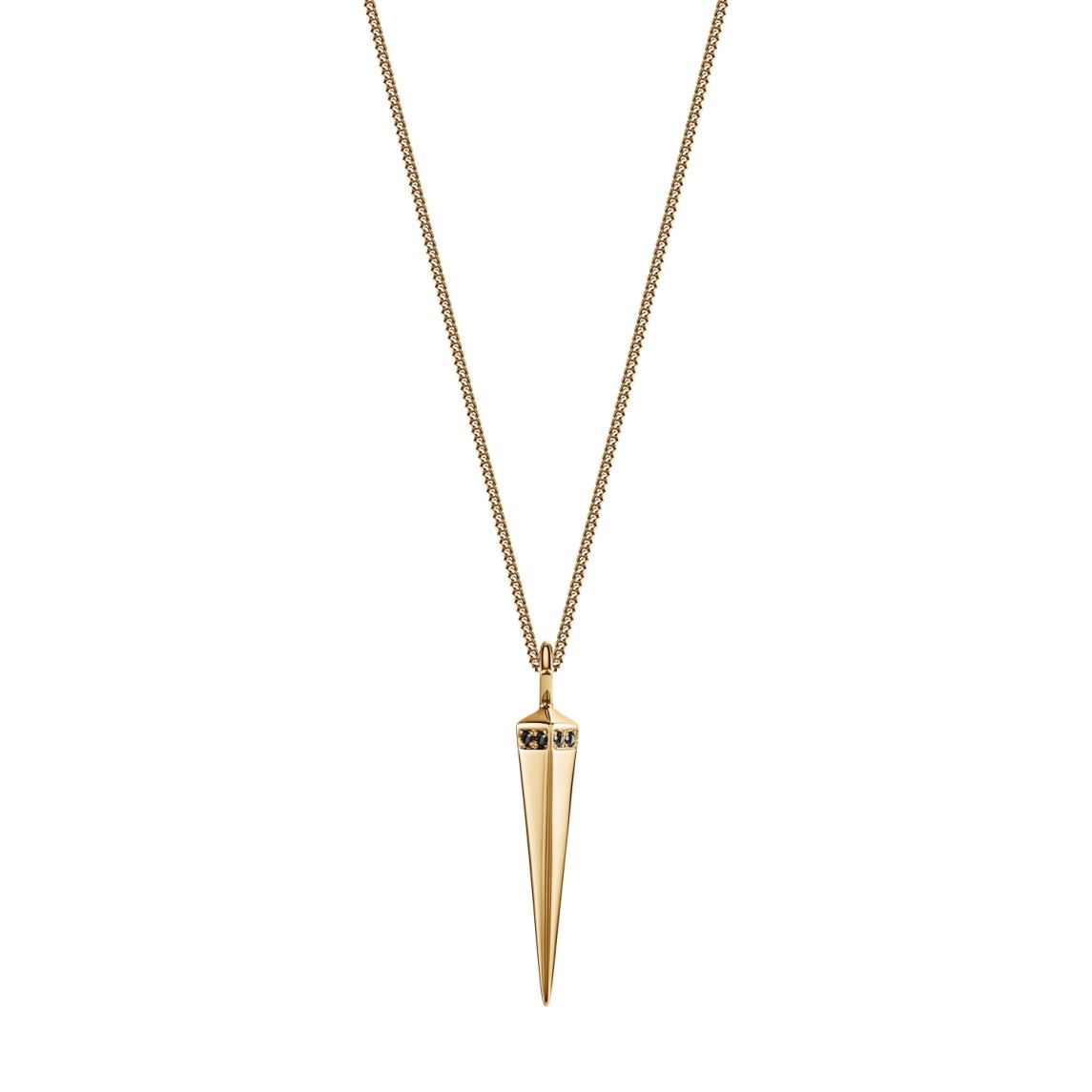 Yellow Gold Spike Necklace With Black Diamonds