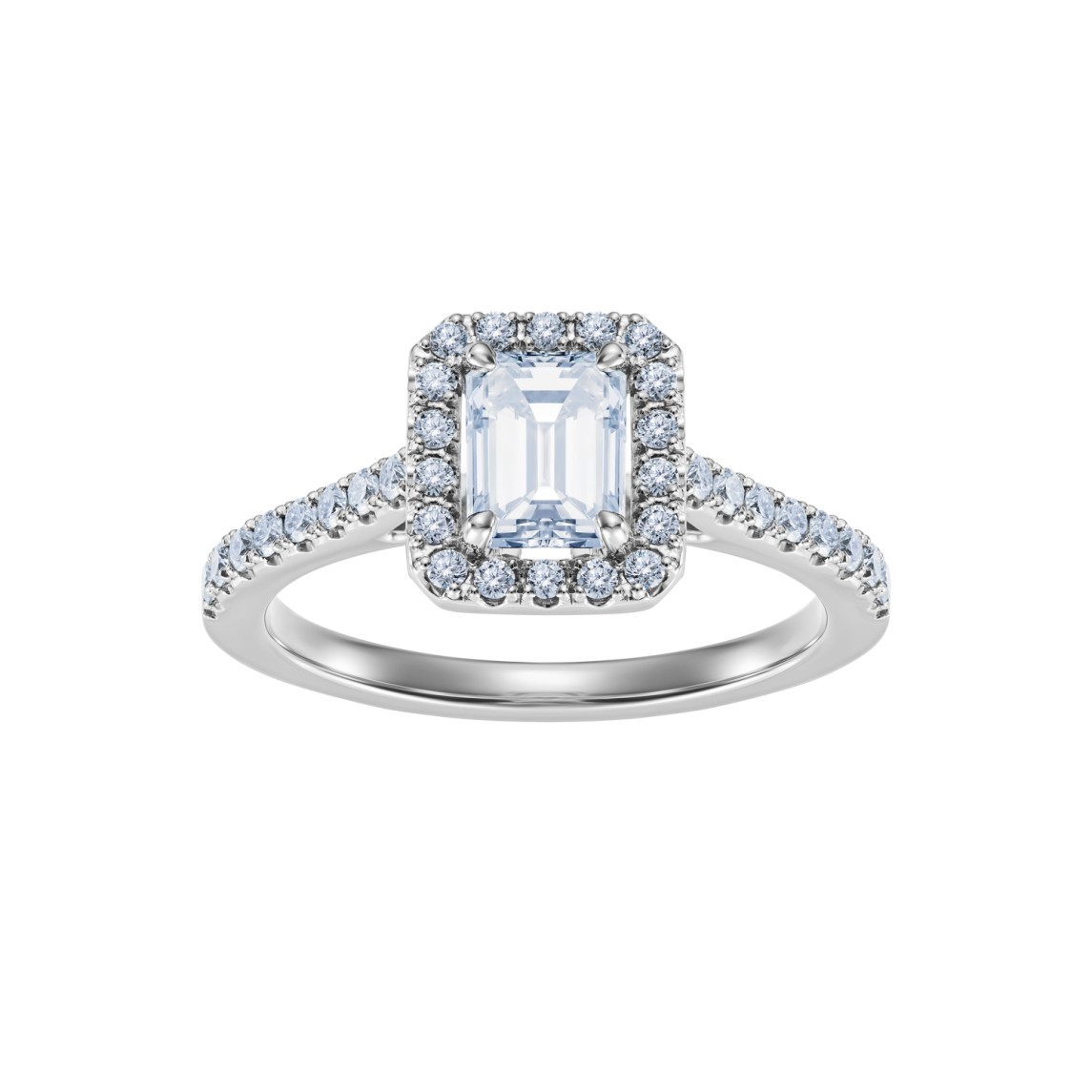 White Gold Emerald-Cut Diamond Ring 