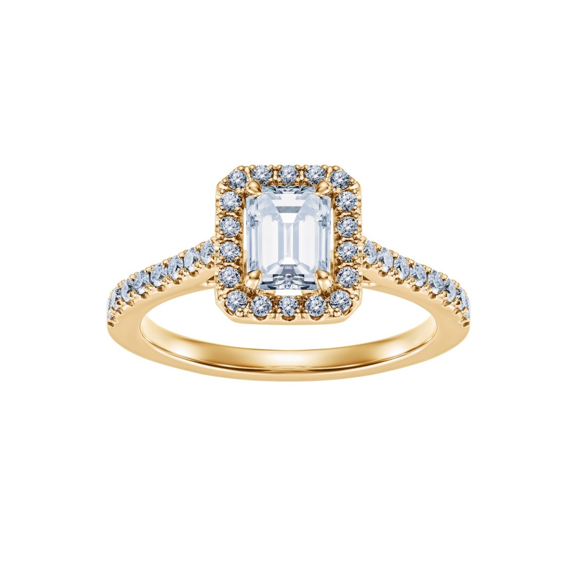 Yellow Gold Emerald-Cut Diamond Ring 