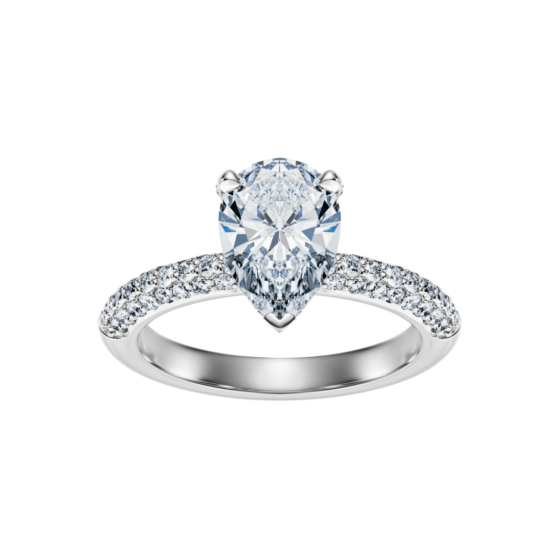 White Gold Ring With Pear-Cut Diamond
