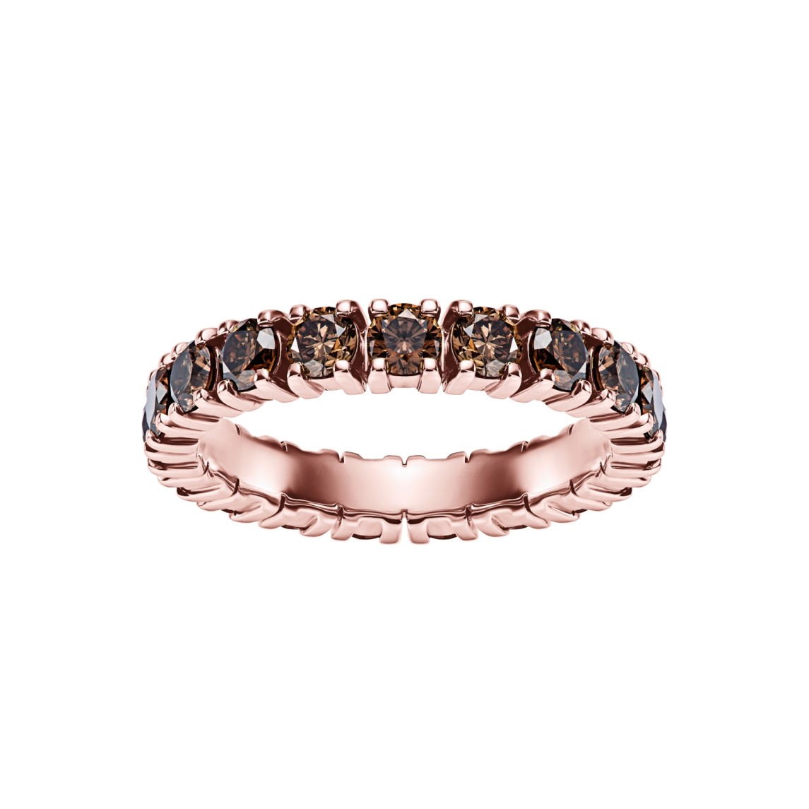 Rose Gold Band Ring With Fancy Brown Diamonds 