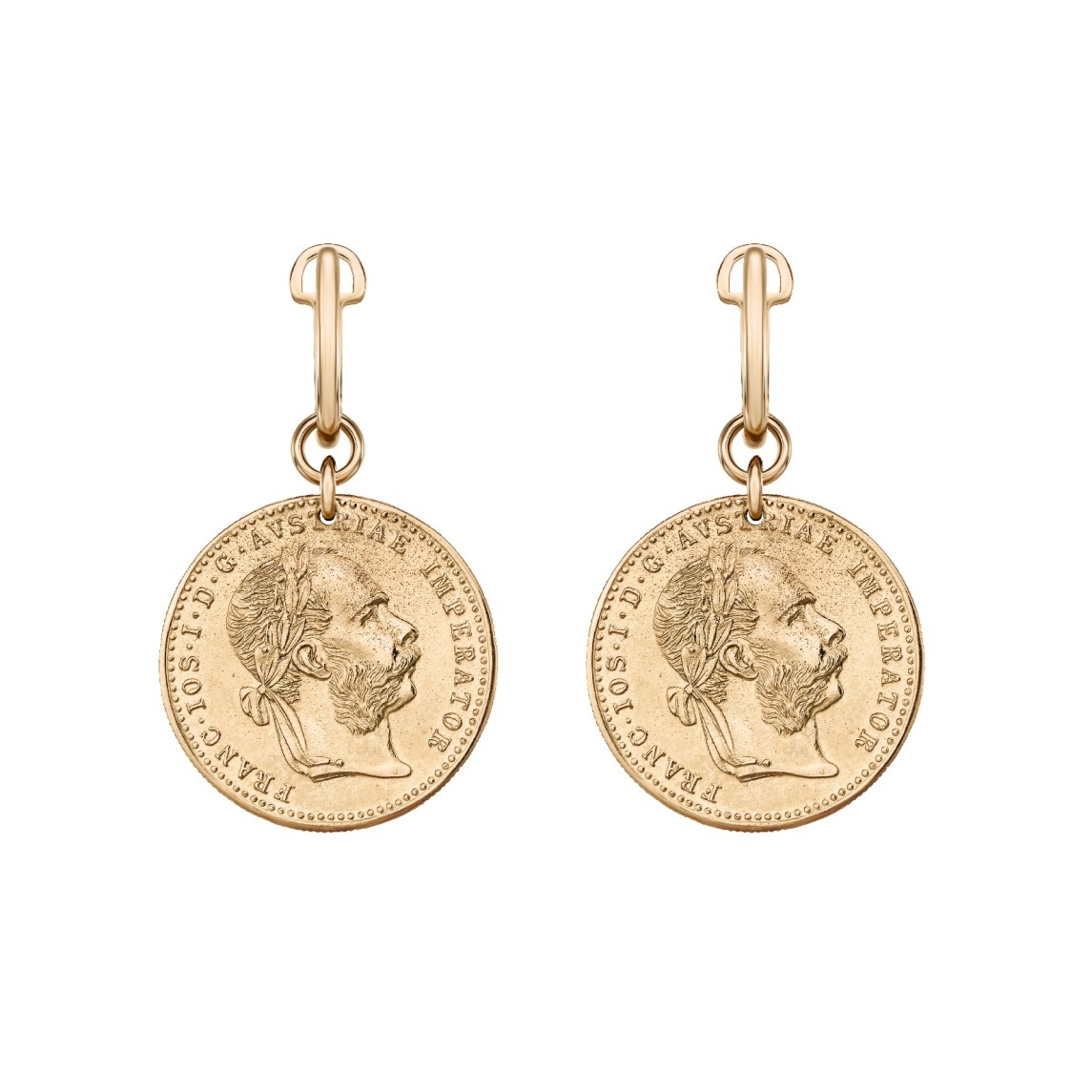 Yellow Gold Coin-Style Earrings 