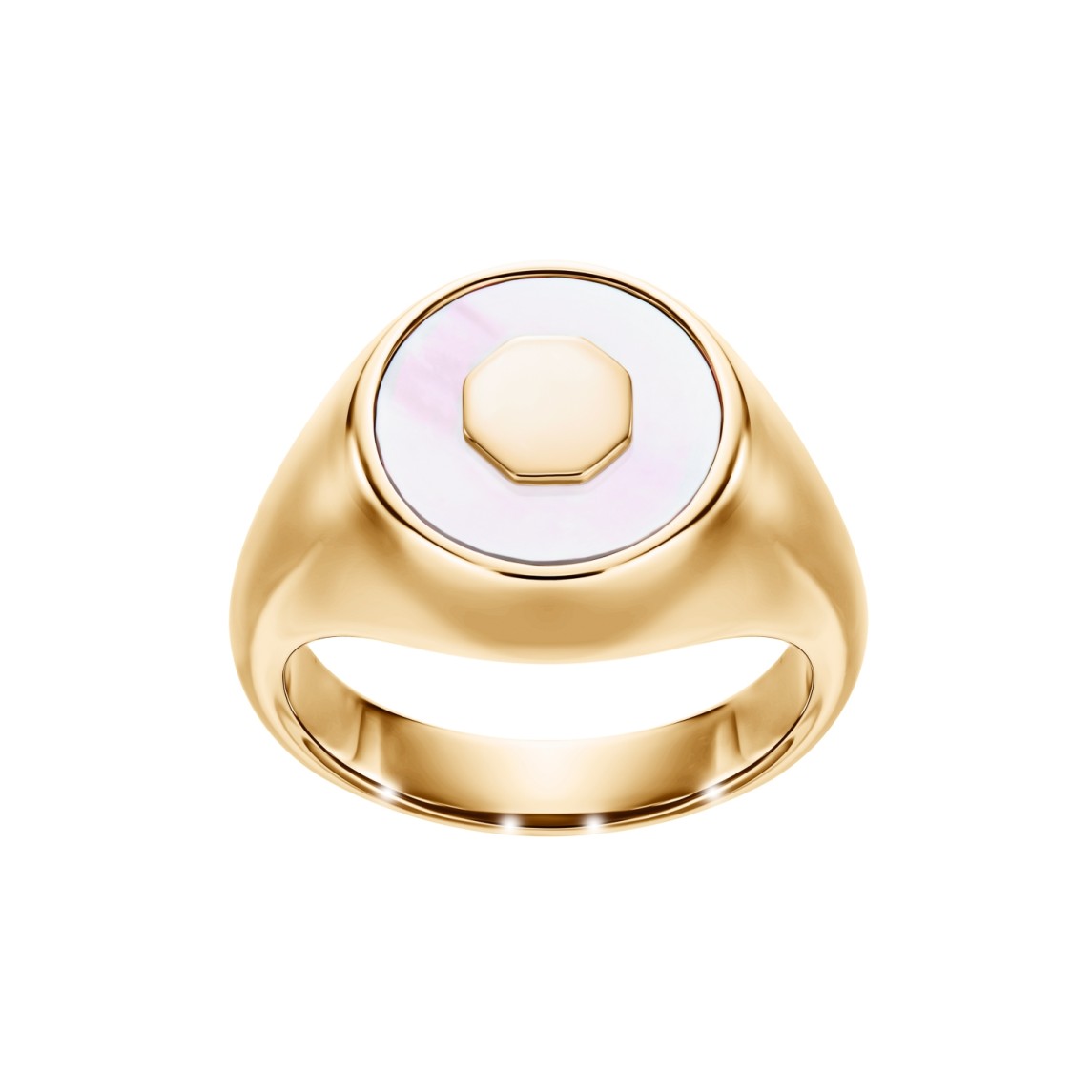 Yellow Gold Signet Ring With Mother Of Pearl