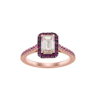 Rose Gold Ring With Diamond, Rubies And Pink Sapphires