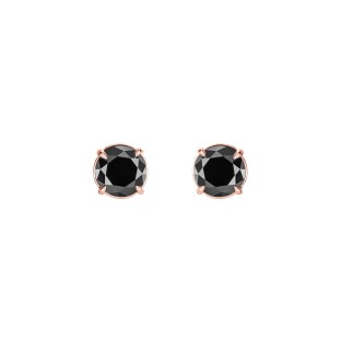 Rose Gold Earrings With Black Diamonds