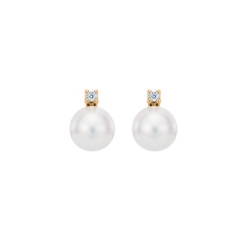 Yellow Gold Earring With Pearls And Diamonds