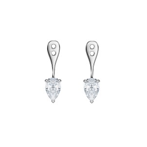 White Gold Back Covers For Earrings With Pear-Cut Diamonds