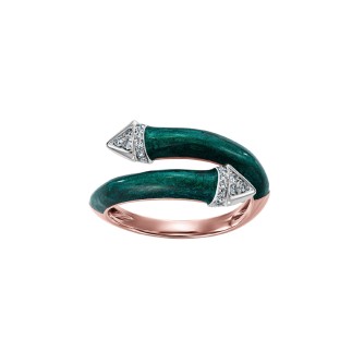 Rose Gold Ring With Diamonds, Lapis Lazuli And Enamel