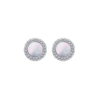 White Gold Earrings With Diamonds And Mother Of Pearl