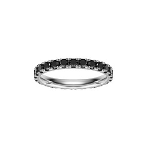 White Gold Band Ring With Black Diamonds 