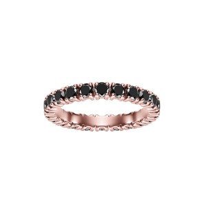 Rose Gold Band Ring With Black Diamonds 