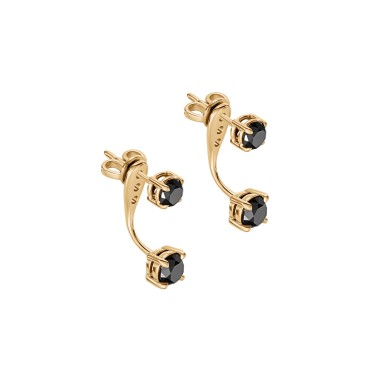 Gold Earrings With Black Diamonds