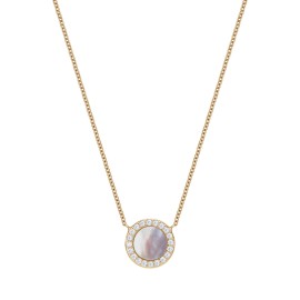 Yellow Gold Necklace With Diamonds And Mother Of Pearl