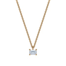 Yellow Gold Necklace With Emerald-Cut Diamond