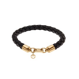 Genuine Leather Bracelet in Yellow Gold