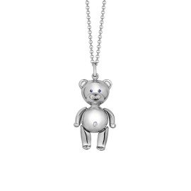 White Gold Teddy Bear Pendant With Sapphires And Diamond