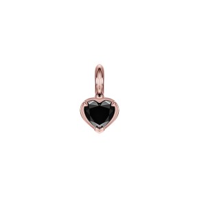 Rose Gold Heart Pendant With Black Diamond
