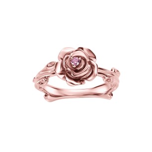 Rose Gold Rose Ring With Pink Diamond