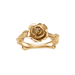 Yellow Gold Rose Ring With Fancy Yellow Diamond