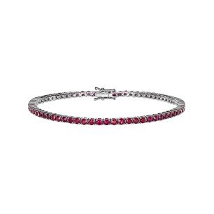 White Gold Tennis Bracelet With Rubies