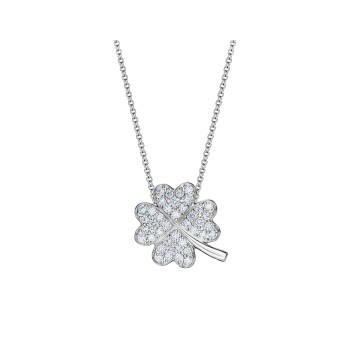Four-Leaf Clover Pendant In White Gold With Diamonds