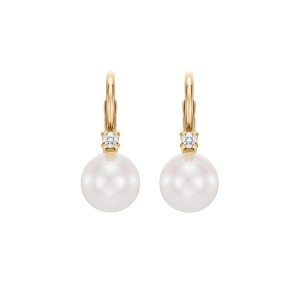 Yellow Gold Earrings With Pearls And Diamonds