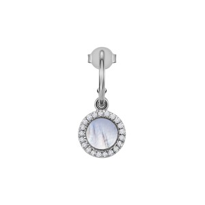 White Gold Earring With Diamonds And Mother Of Pearl