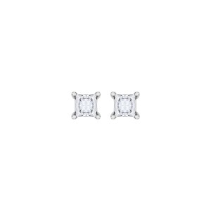 White Gold Earrings With Princess-Cut Diamonds