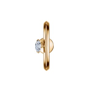 Earring in Yellow Gold With Marquise-Cut Diamond