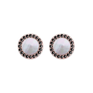 Rose Gold Earrings With Black Diamonds And Mother Of Pearl