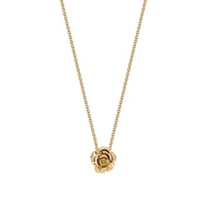 Yellow Gold Rose Necklace With Fancy Yellow Diamond