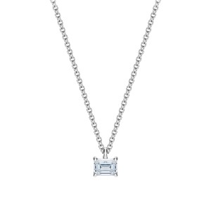 White Gold Necklace With Emerald-Cut Diamond