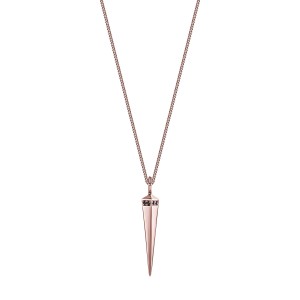 Rose Gold Spike Necklace With Black Diamonds