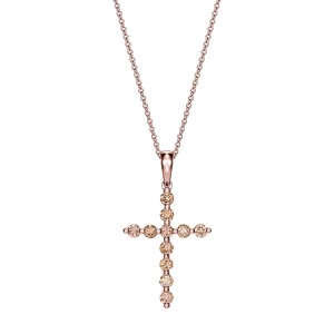 Rose Gold Cross Pendant With Fancy Brown Diamonds