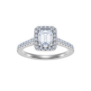 White Gold Emerald-Cut Diamond Ring 