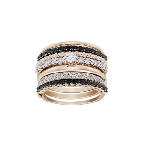 Seven-Band Ring With White And Black Diamonds