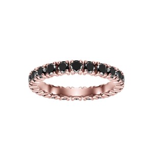 Rose Gold Band Ring With Black Diamonds 