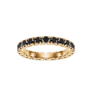 Yellow Gold Band Ring With Black Diamonds 