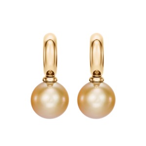 Yellow Gold Earrings With Golden South Sea Pearls