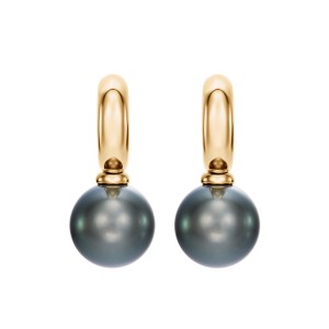Yellow Gold Earrings With Tahitian Pearls