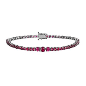 White Gold Tennis Bracelet With Rubies