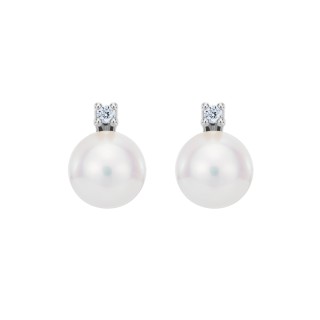 White Gold Earrings With Pearls And Diamonds