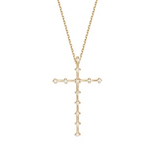 Yellow Gold Cross Necklace With Diamonds